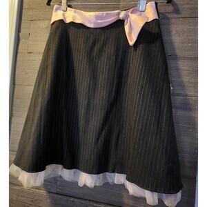 Vintage Zinc Women Black Casual Skirt Junior 3 Pinstripe Tulle Retro‎ Y2K New